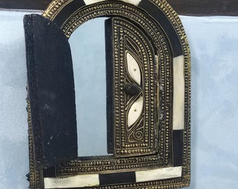 Moroccan Style Decorative Wall Mirror with Opening Shutters – Handmade Oriental Decor