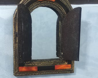 Moroccan Style Decorative Wall Mirror with Opening Shutters – Handmade Oriental Decor