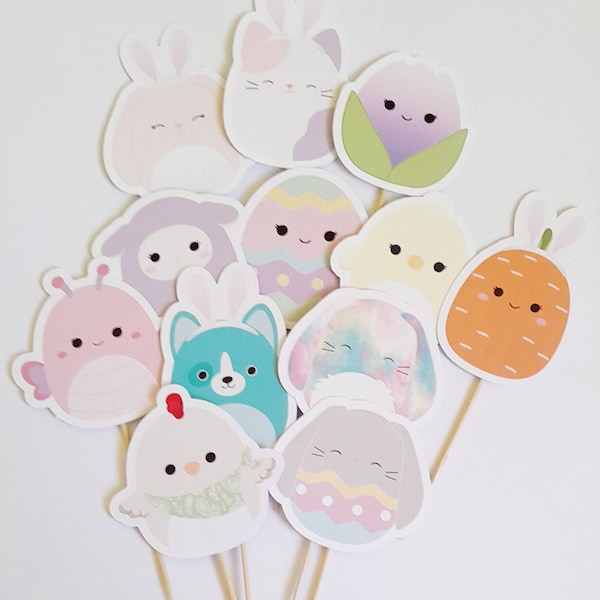 Easter Squishmallow cupcake toppers Squishmallow Party Squishmallow decor Squishmallow Food picks Squishmallow Birthday party