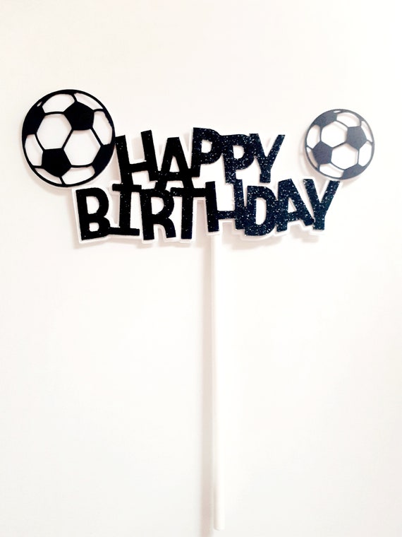Happy Birthday Glitter Football Cake Topper Glitter Football Etsy