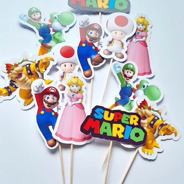 Décorations pour cupcakes Mario - décorations pour cupcakes Super Mario - décorations pour cupcakes - piques à cupcakes