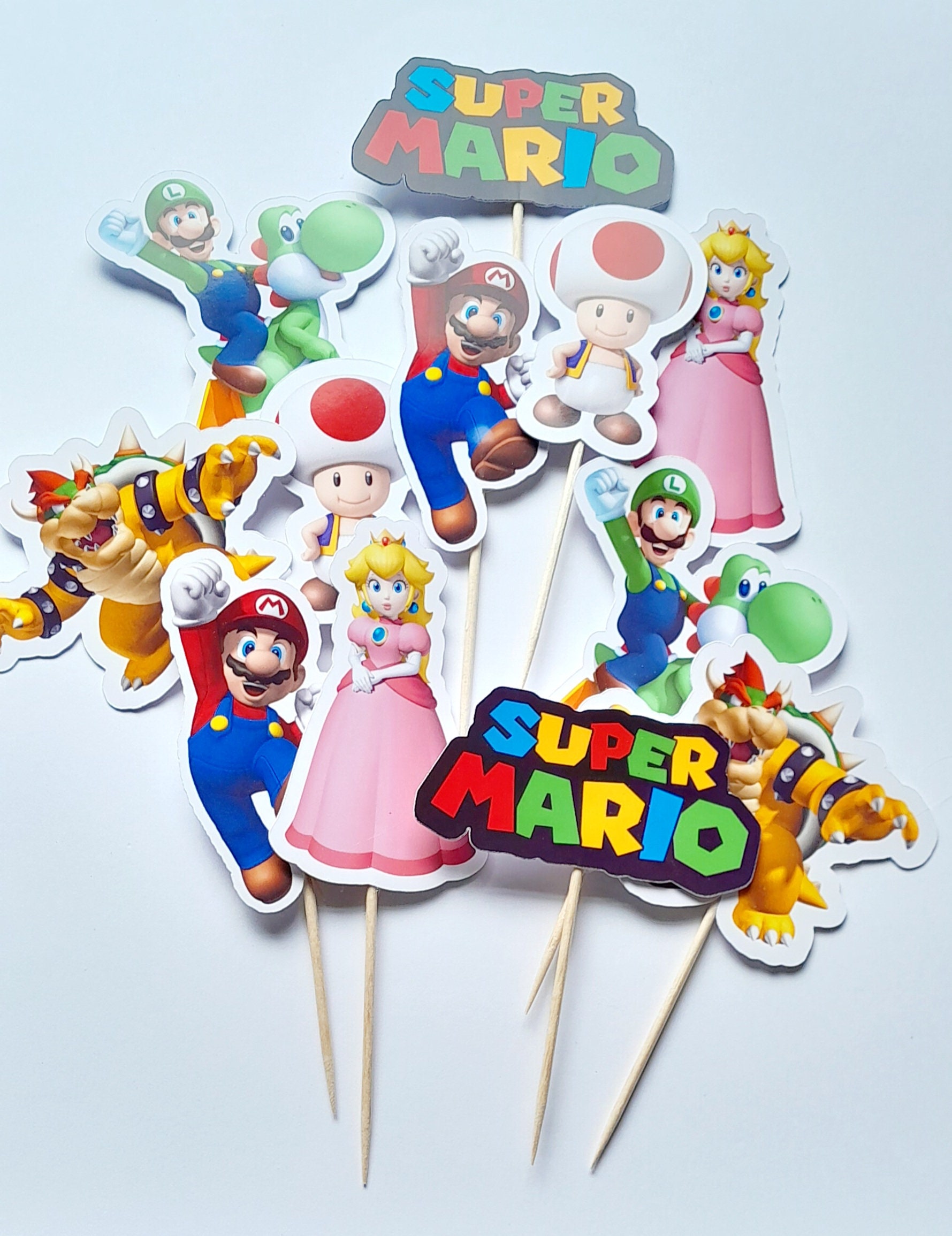 Mario Cupcake Toppers Super Mario Cupcake Toppers Cupcake Etsy Australia