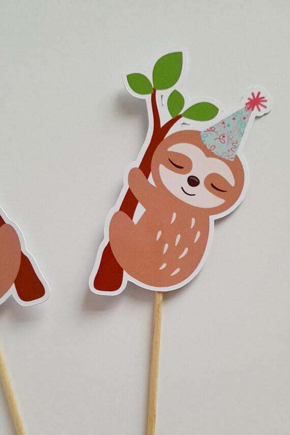 Faultier Cupcake Toppers – 4 Stück, Babyparty, Geburtstag, Kuchen-Deko Aus Papier, Für Mädchen-Party