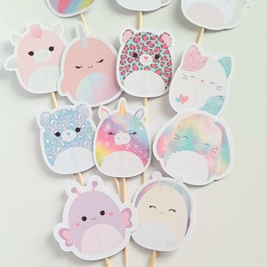 Squishmallow cupcake toppers Squishmallow Party Squishmallow decor Squishmallow Food picks Squishmallow Birthday party Pack of 12