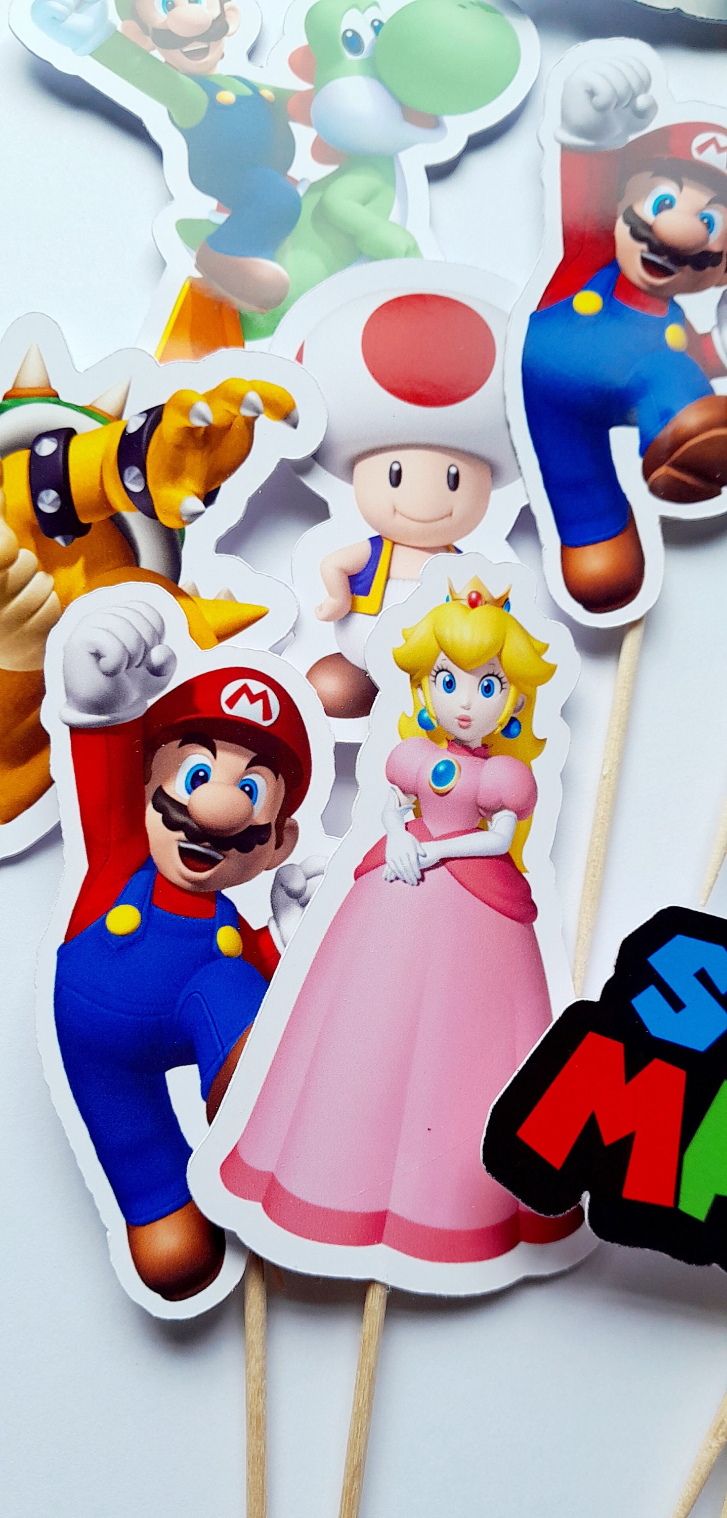 Mario Cupcake Toppers Super Mario Cupcake Toppers Cupcake Etsy Australia