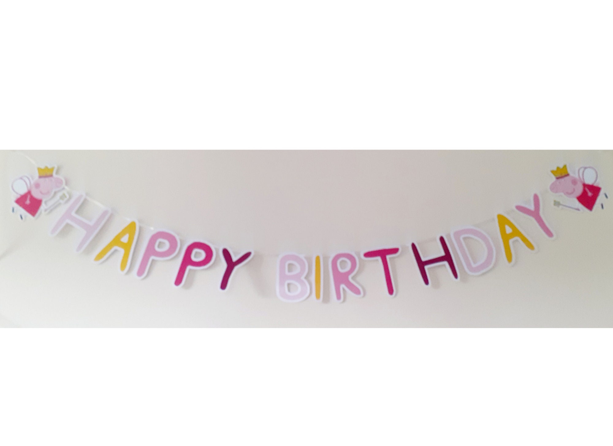 aizelx peppa pig pappa pig party birthday banner glitter decorated happy  birthday banner cutout banner (5 feet length)- Multi color : :  Home & Kitchen