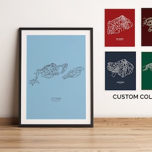 Stowe Mountain Customizable Printable Poster | Skiing | Snowboarding | Trail Map | Vermont | VT