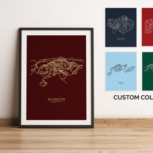 Killington Mountain Customizable Printable Poster | Skiing | Snowboarding | Trail Map | Vermont | VT