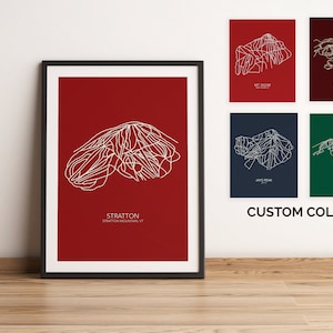 Stratton Mountain Customizable Printable Poster | Skiing | Snowboarding | Trail Map | Vermont | VT