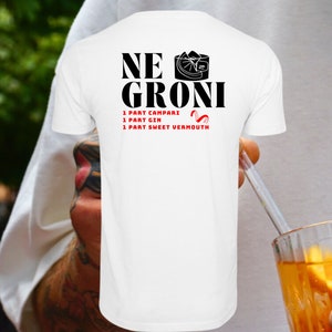 Negroni Campari Shirt T-Shirt Organic Cotton Unisex Vintage Shirt, Gift Cocktail Birthday Christmas Cocktail T-Shirt Men Women image 4