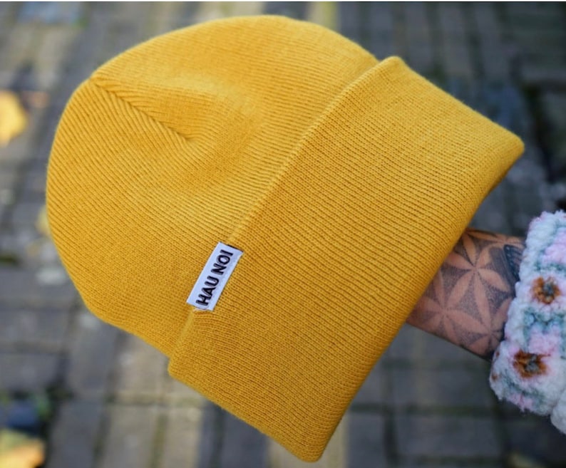 Skater Beanie Mütze Damen Herren Classic Beanie bunte Mütze Wintermütze happy Regenbogenfarben Skate Beanie rosa orange petrol türkis Bild 5