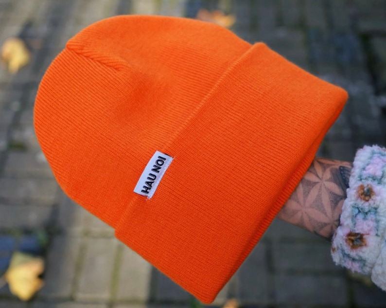 Skater Beanie Mütze Damen Herren Classic Beanie bunte Mütze Wintermütze happy Regenbogenfarben Skate Beanie rosa orange petrol türkis Bild 7