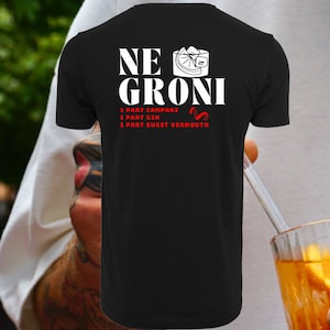 Negroni Campari Shirt T-Shirt Organic Cotton Unisex Vintage Shirt, Gift Cocktail Birthday Christmas Cocktail T-Shirt Men Women image 5