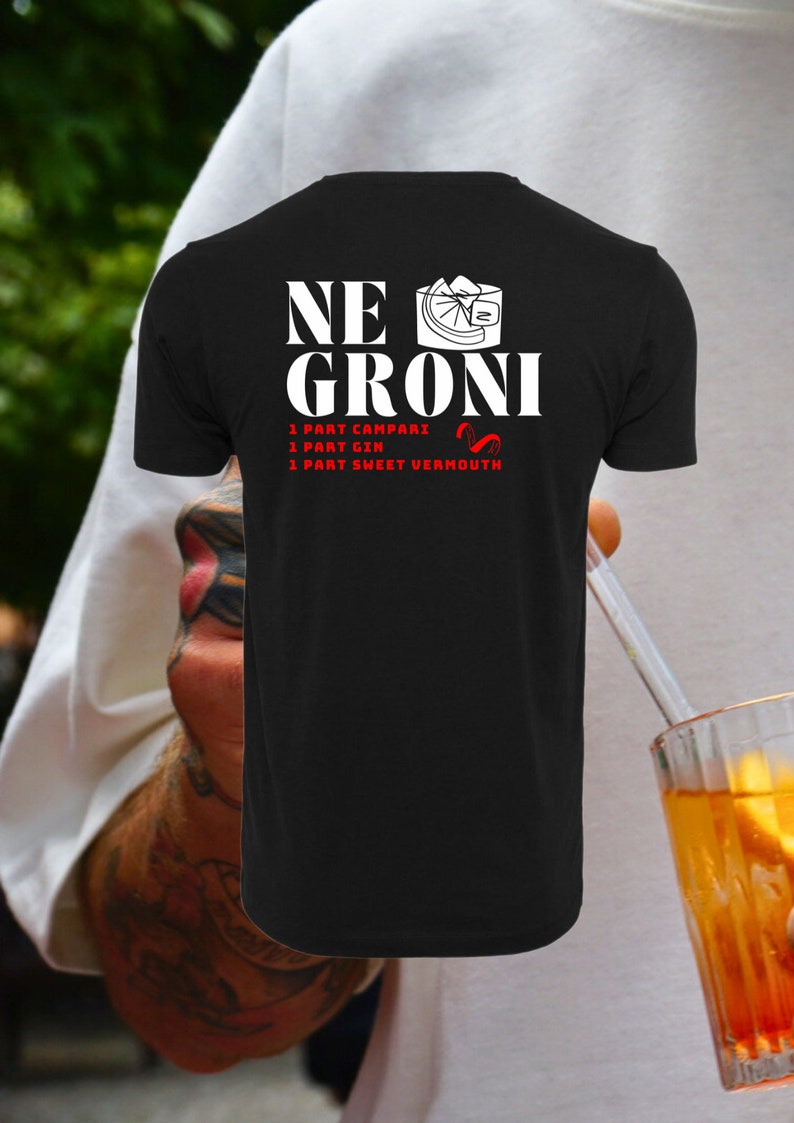 Negroni Campari Shirt T-Shirt Organic Cotton Unisex Vintage Shirt, Gift Cocktail Birthday Christmas Cocktail T-Shirt Men Women image 5