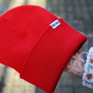 Skater Beanie Mütze Damen Herren Classic Beanie bunte Mütze Wintermütze happy Regenbogenfarben Skate Beanie rosa orange petrol türkis Bild 9