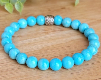 Dainty Turquoise Bracelet for Women, Turquoise Beaded Bracelet, Turquoise Stretch Bracelet