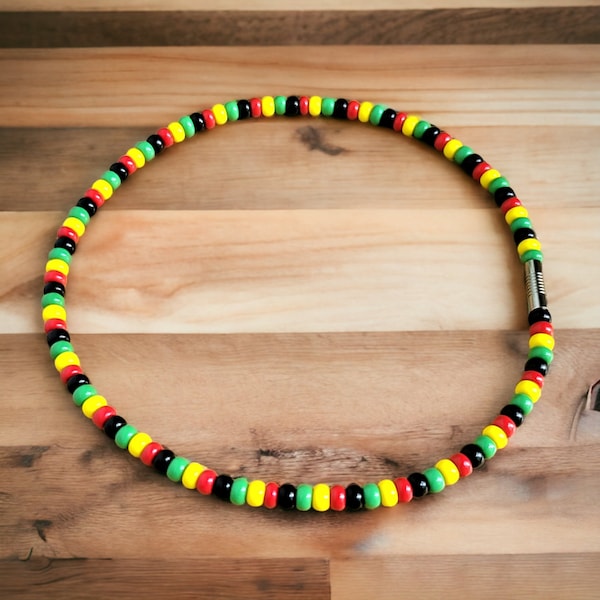 Mens African Necklace Rasta Necklace Magnetic Clasp, Rasta Jewelry, Tribal Necklace Men, Gift for Him, Mens Necklace