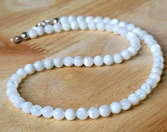 Pearl Necklace Women Sterling Silver, Pearl Choker Necklace, Bridal Pearl Bead Necklace, Wedding Bridesmaids Gift, Pearl Jewelry