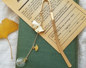 2 Pcs Flower Charm Bookmark I Natural Dandelion Gifts I Gingko Leaf I Custom Bookmark For Women I Flower Bookmark I Gift For Book Lover