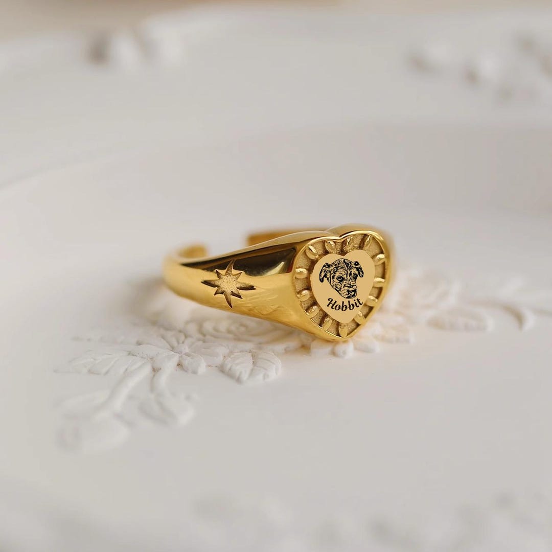 Personalized Photo Ring - Custom Image Inside Heart Ring, Adjustable, Gold Plated, Gift For Women - View #6