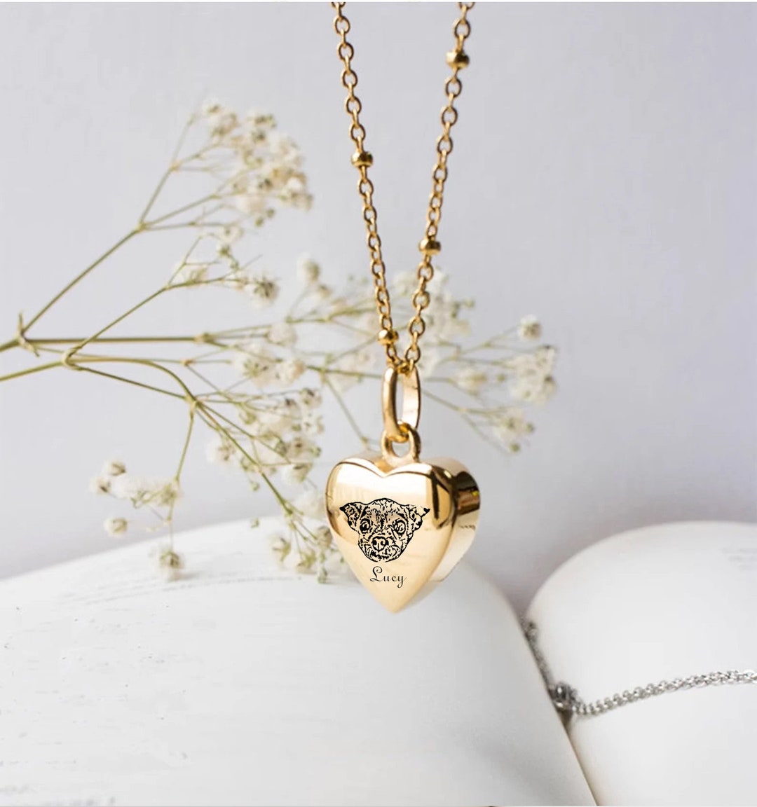 Personalized Necklace With Dog Picture Pewter Necklace Dog