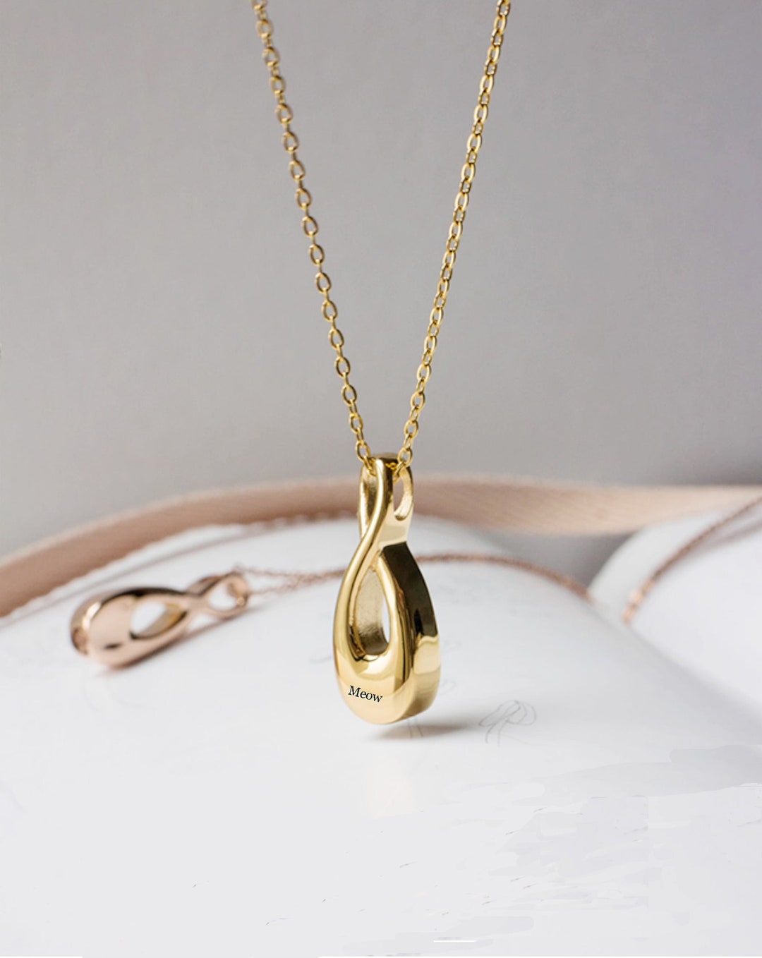 Personalized Pet Urn Necklace, Unique Twist Necklace, Pet Memorial