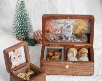 Custom Music Box With Pet Photo, Pet Hair Keepsake, Pet Urn Keepsake, Pet Memorial , Dog Cat Memorial Gift, Pet Loss Gift. Pet Keepsake