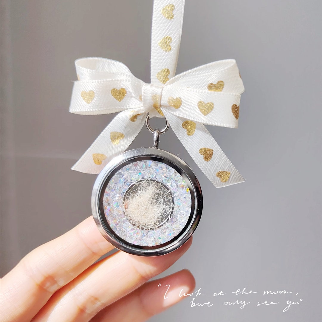 Custom Dog Hair Locket Lanyard, Pet Hair Keepsake, Bowknot Phone