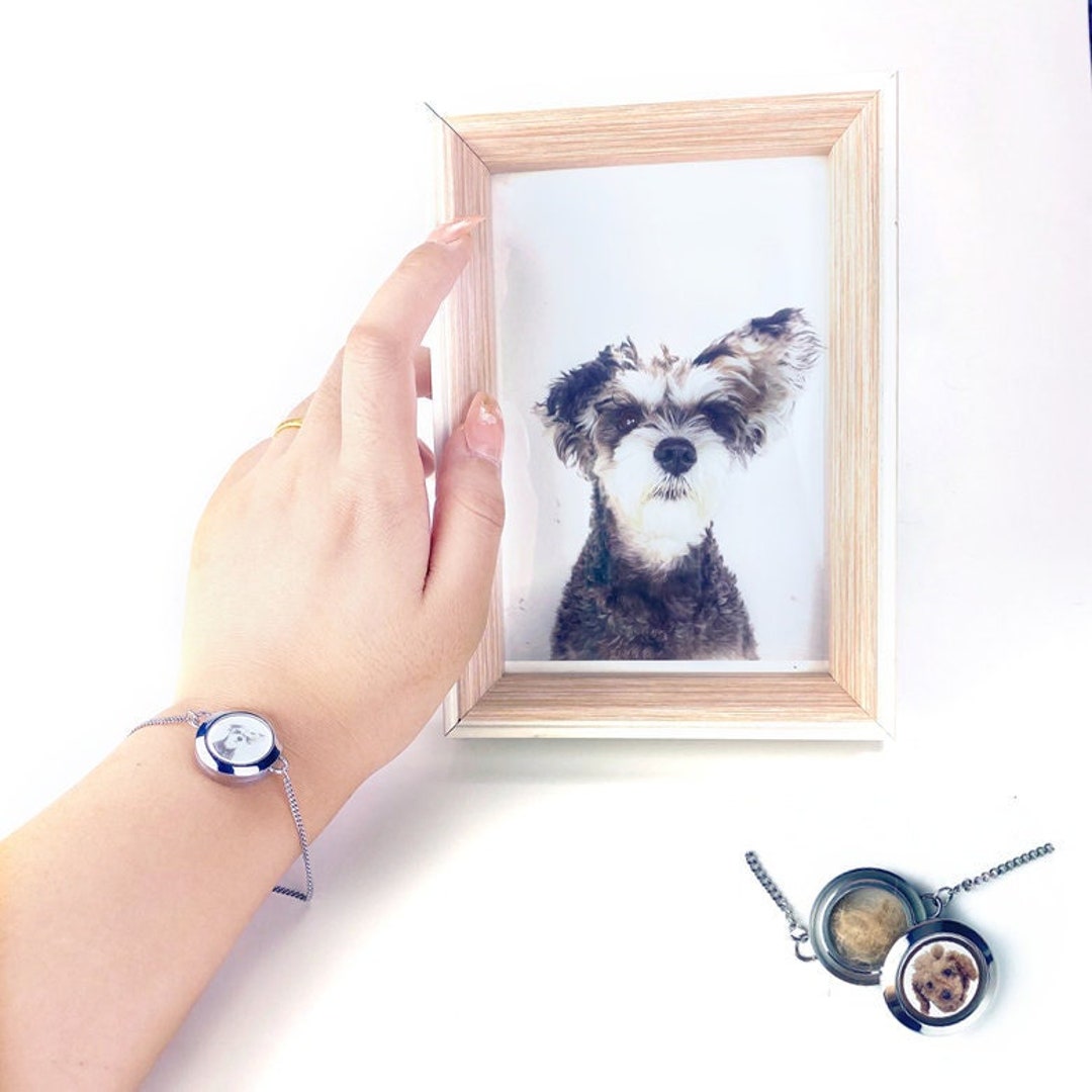 Custom Pet Fur Bracelet, Dog Hair Bracelet With Engraving, Dog Photo