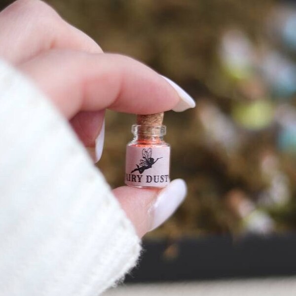 Fairy Dust Orange Glitter Trinket Tiny Bottle, Magic Dust, Miniature Glass, Enchanted Dust, Cosplay, Children Party, Miniature Cosy Decor