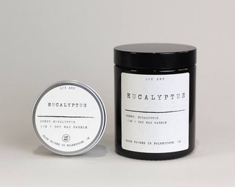 Bougie parfumée à l'eucalyptus, Cire de soja, Bougie parfumée, Pot d'ambre, Décoration de chambre à coucher, Idée cadeau, Frais