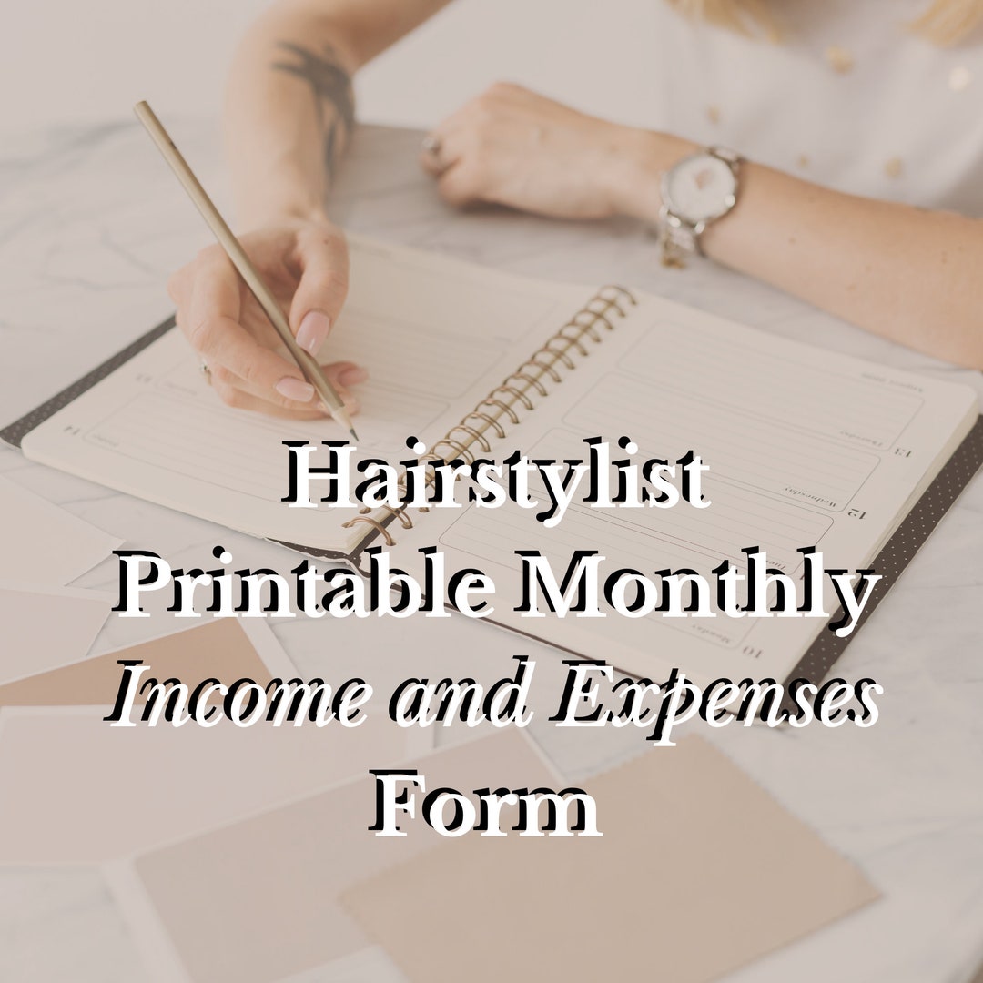 Printable Monthly and Expenses Form for Hairstylists Etsy