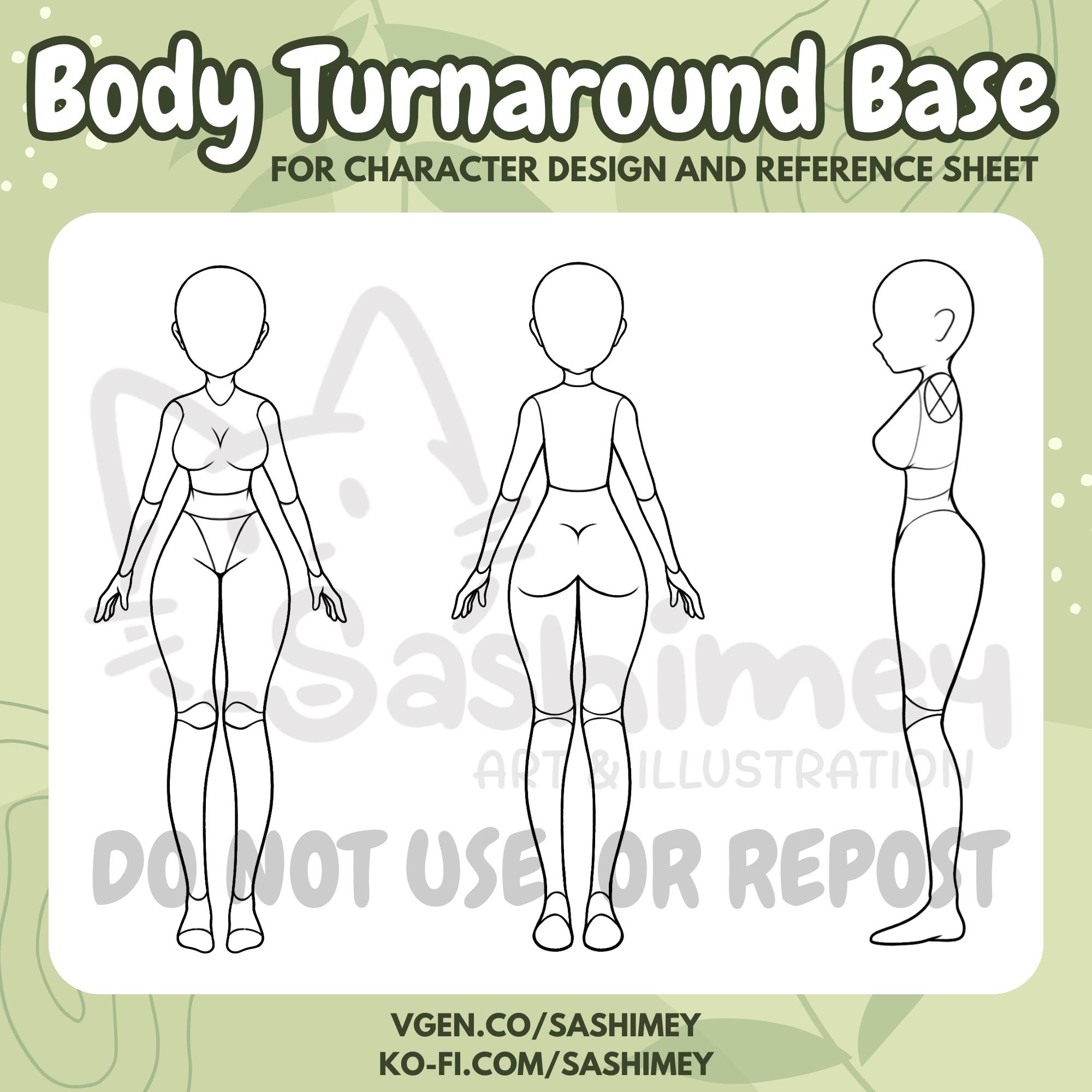 Random Body Base Reference Body Turnaround Base for Reference Sheet (FEMALE) - Etsy