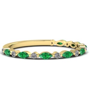 Emerald Eternity Band, Emerald Ring, May Birthstone Ring, Natural Emerald Ring, Emerald Wedding Band, Green Gemstone Ring, 14k Solid Gold