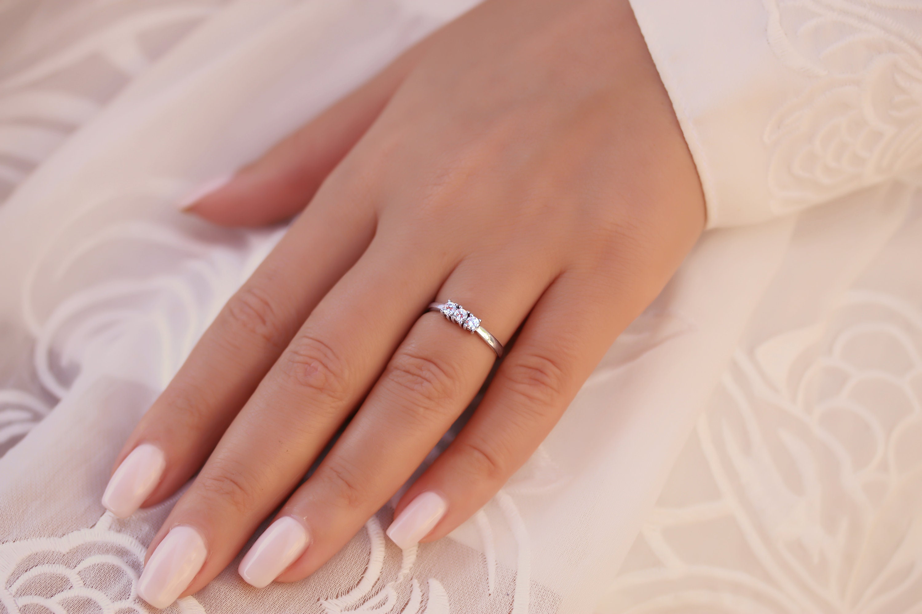 14 K Gold Moissanite Diamond Rings for Single Women 3 Stone Etsy