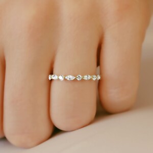 Marquise Moissanite 14k Gold Eternity Band: Anniversary Ring