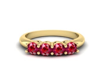 14k Gold Rubin Ehering: Echter Juli Geburtsstein Ring