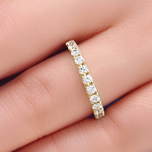 GOLD HOCHZEITSRING | Natürlicher Diamant Ehering | Kleine Diamanten Stapeln Gold Ring | Minimalistischer 585er Goldring | Geschenk für Hochzeit