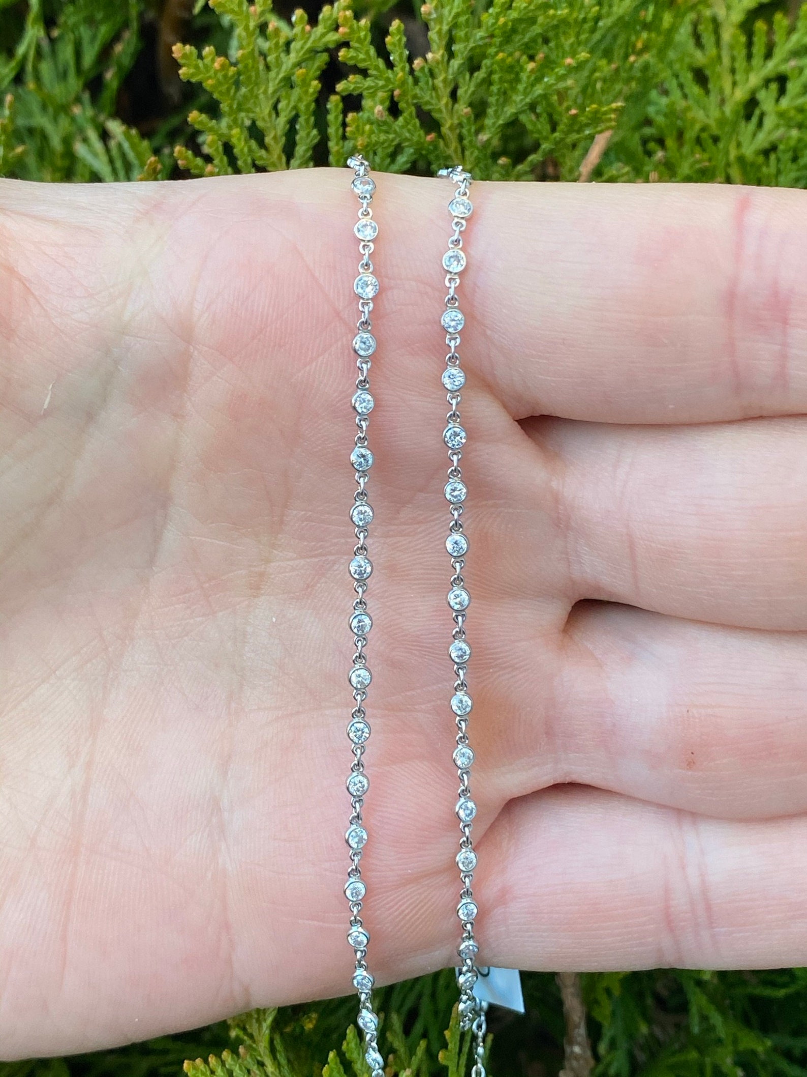 Platinum Diamond by the Yard Necklace 87 Diamonds 2.81 Ct. H Etsy