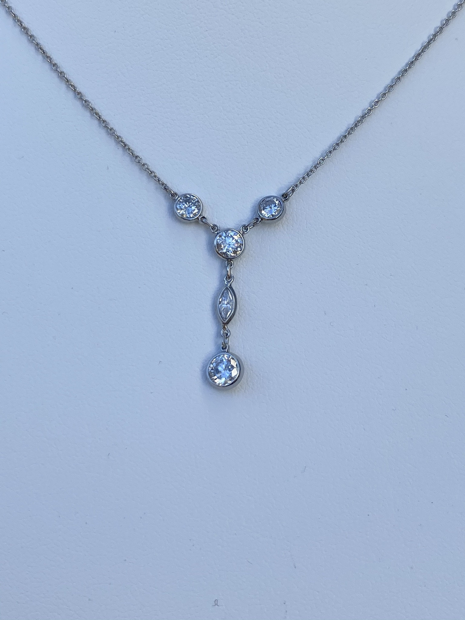 Platinum Diamond Y Shaped Necklace Lariat Drop Bridal Necklace Etsy UK