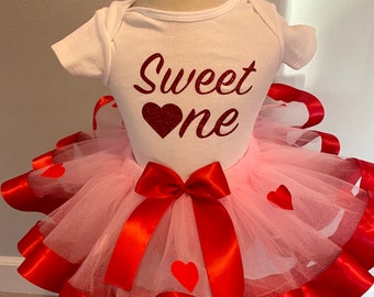 Valentine’s pink and red heart tutu