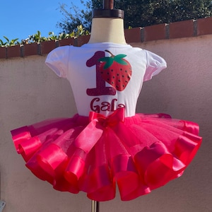 Handmade Strawberry First Birthday Tutu Set