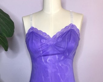 Vintage Purple Bleached Nylon Camisole Size 34
