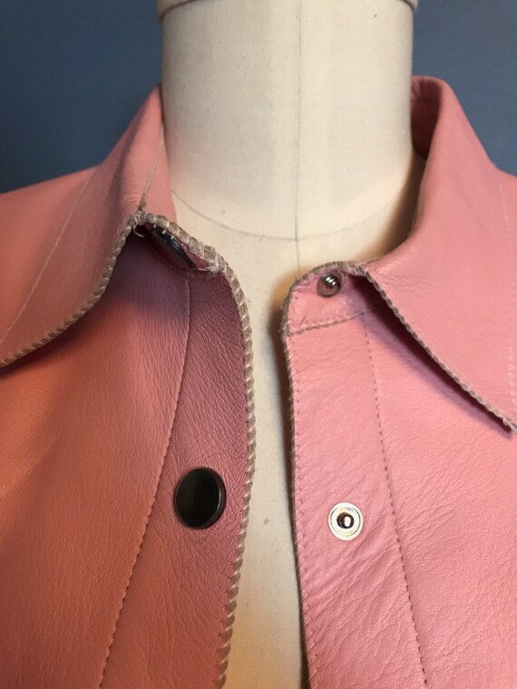 Small// Pink Leather Women's Jacket Vintage - image 4