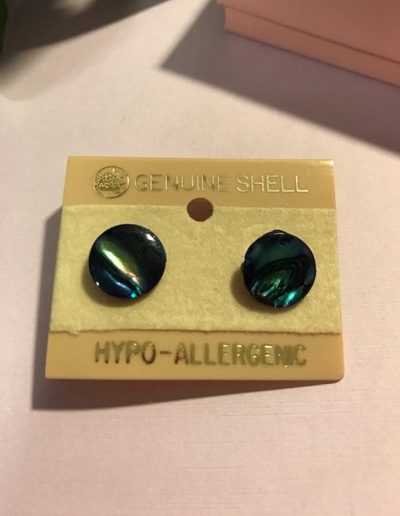 Vintage Abalone Shell Stud Earrings - image 3
