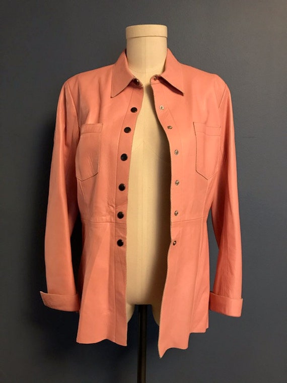 Small// Pink Leather Women's Jacket Vintage - image 3