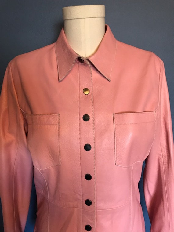 Small// Pink Leather Women's Jacket Vintage - image 2