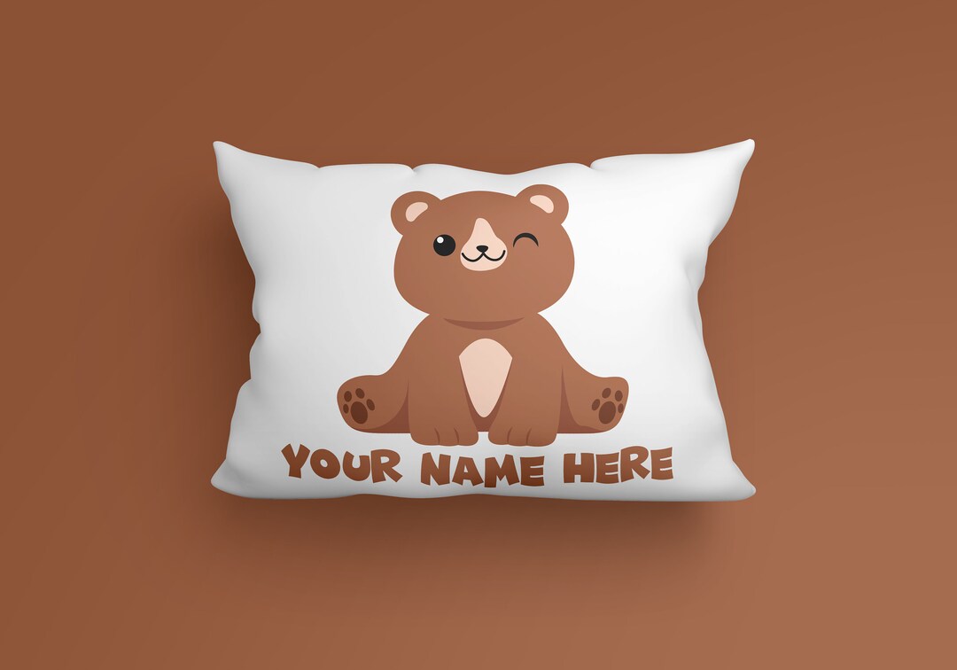 Personalized Childrens Cute Teddy Bear Pillow Case Etsy