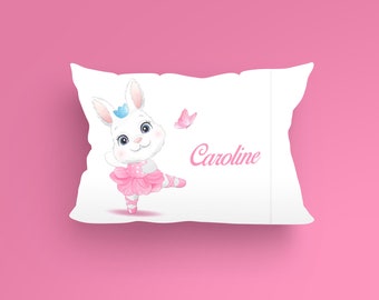 Personalisierte kleine Mädchen süße Hase Kaninchen Ballerina Kissentasche