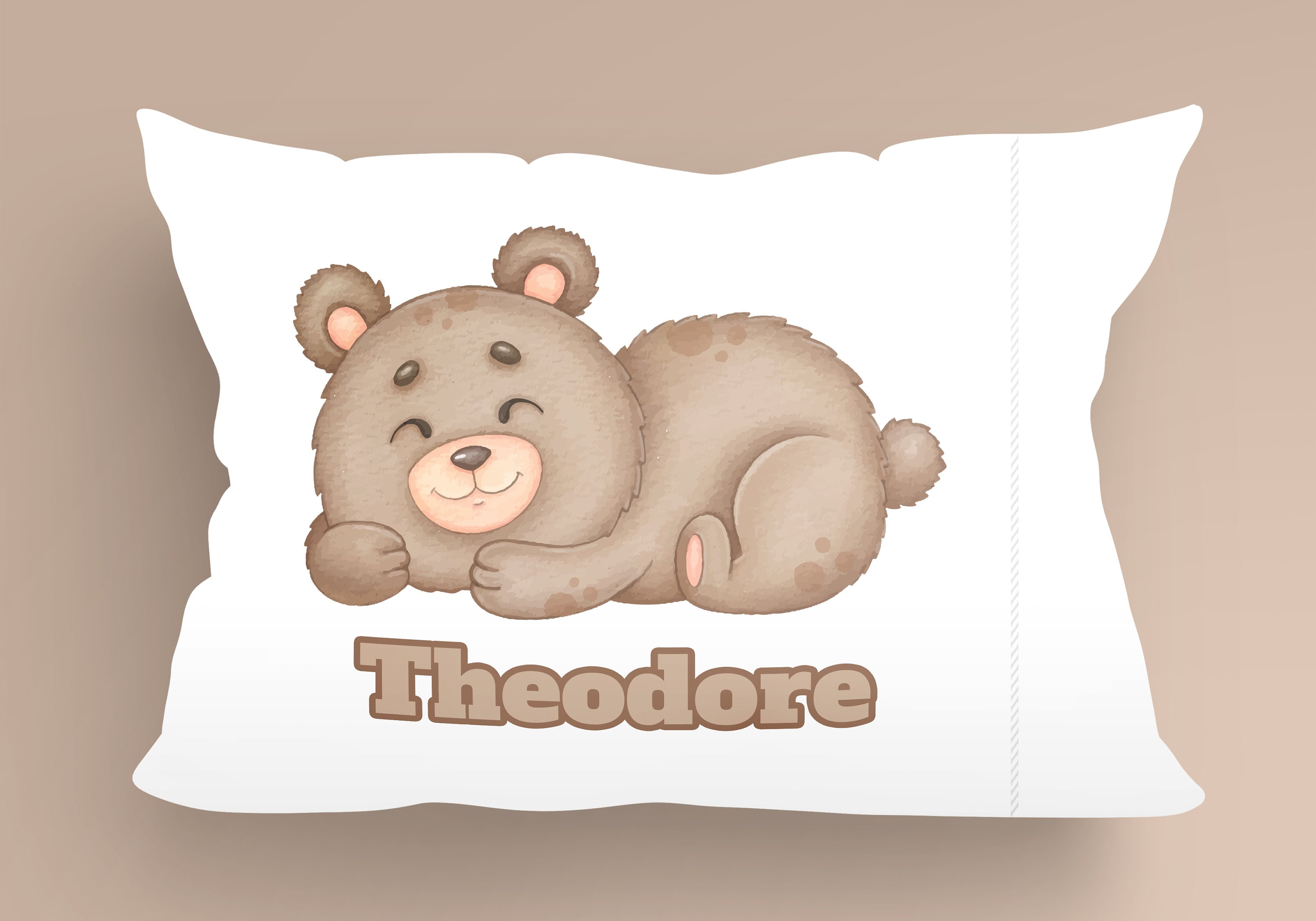 Personalized Childrens Cute Teddy Bear Pillow Case Etsy